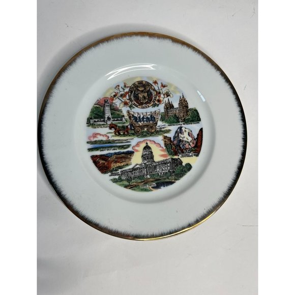 Norcrest Utah Gold Edged State Plate  11" Diameter White, Gold   China - Picture 2 of 16